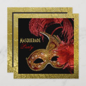 マスカレード スイート シックスティーン パーティー 赤, 偽の金箔 招待状 (正面/裏面)