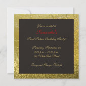 マスカレード スイート シックスティーン パーティー 赤, 偽の金箔 招待状 (裏面)