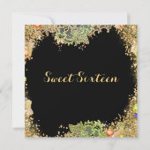 マスカレード、スウィート16、ゴールドグリッター刺繍 招待状 (裏面)