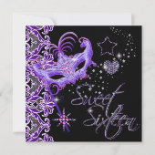 マスカレード スウィート シックスティーン スウィート16 パープル ブラック 招待状 (正面)