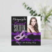 マスカレード スウィート シックスティーン スウィート16 パープル ブラック 招待状 (スタンド正面)