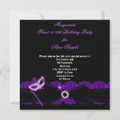 マスカレード スウィート シックスティーン スウィート16 パープル ブラック 招待状 (裏面)