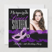 マスカレード スウィート シックスティーン スウィート16 パープル ブラック 招待状 (正面)