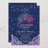 マスカレード，ストリングライト，星，レースキンセアニラ 招待状 (正面/裏面)