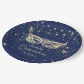 マスカレード、ネイビーブルースターズQuinceaenera ペーパープレート (アングル)