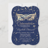 マスカレード、ネイビーブルースターズQuinceaenera 招待状 (正面)
