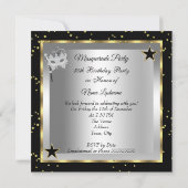 マスカレード ファブレス50パーティー ゴールド シルバー ブラック 招待状 (裏面)