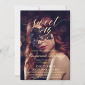 マスカレード フォト スウィート16 誕生日 招待状 (正面)