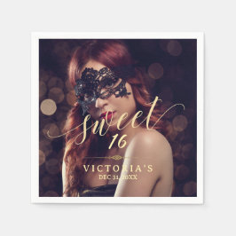マスカレード フォト スウィート 16 誕生日 スタンダードカクテルナプキン