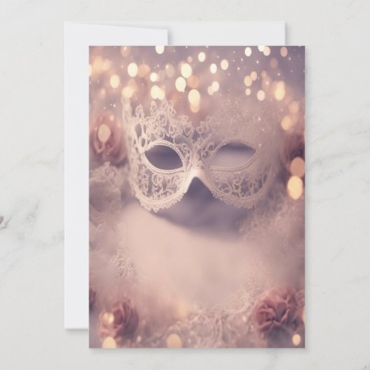 マスカレード、ホワイトレースマスク30th誕生日 招待状 (裏面)