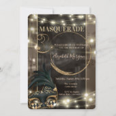 マスカレード・マスク・ストリング・ライト30th誕生日 招待状 (正面)