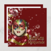 マスカレード·マルディグラス·マスクPERSONALIZE 招待状 (正面/裏面)