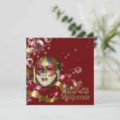 マスカレード·マルディグラス·マスクPERSONALIZE 招待状 (スタンド正面)