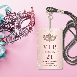 マスカレード ローズゴールド シルバー グリッター VIP 招待状 バッジ