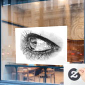 マスカ描ラのフリーハンドビューティフルウーマンの目 ウィンドウサイン (カフェ窓)