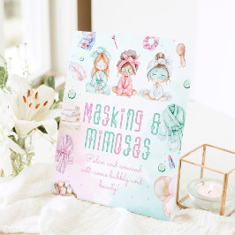 マスキングとミモザの子供スパパーティ フェイシャルステーション 台座サイン