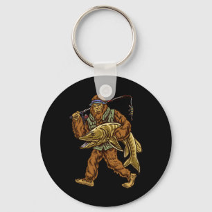 マスキー釣り ビッグフット マス釣り 釣り人 キーホルダー
