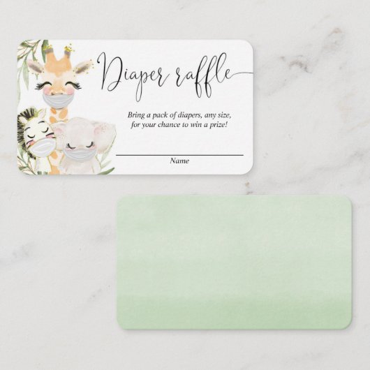 マスクおむつラッフルカード付きサファリ動物 エンクロージャーカード (正面/裏面)