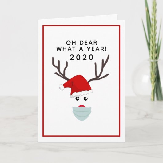 マスクおもしろいグリーティングでクリスマスのトナカイ カード (正面)