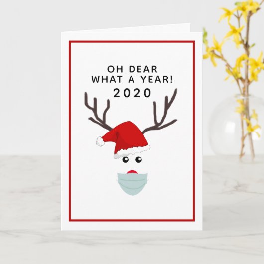 マスクおもしろいグリーティングでクリスマスのトナカイ カード (黄色い花)