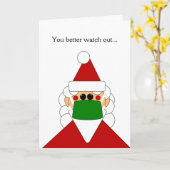 マスクおもしろい付きサンタのクリスマスカードのカスタマイズ カード (黄色い花)