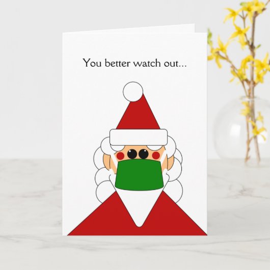 マスクおもしろい付きサンタのクリスマスカードのカスタマイズ カード (黄色い花)