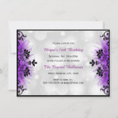 マスクかわいらし&ダマスクパープルマスカレードスウィート16 招待状 (裏面)