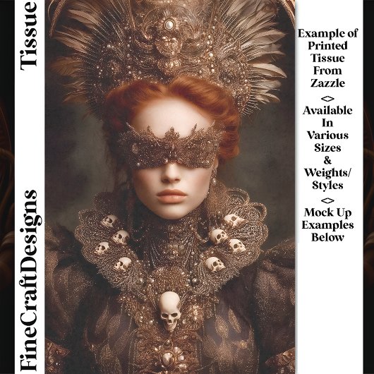 マスクされたゴシック様式の仮装の女性DU1デコページ 薄葉紙