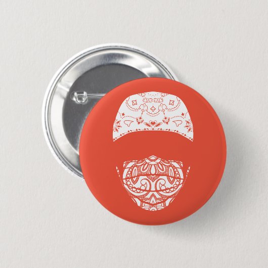 マスクされたペイズリーボタン 缶バッジ (正面&裏面)