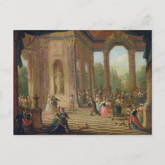 マスクされたボールのシーン ポストカード (正面)