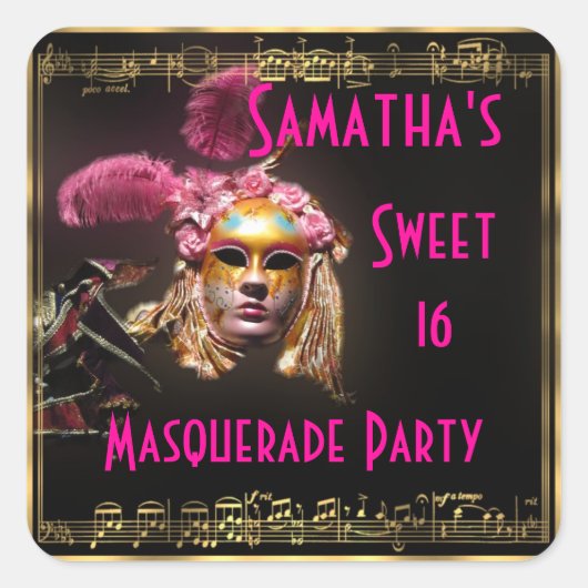 マスクされたボールsweet sixteen スクエアシール (正面)