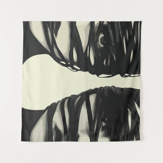 マスクされたミステリー:デュアル包まれた顔アート タペストリー (正面(横))