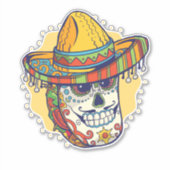 マスクされたメキシカンおもしろいタコ シール (正面)
