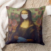 マスクされたモナ遊リサの安全なコロのまわりにナウイルス クッション (ブランケット)