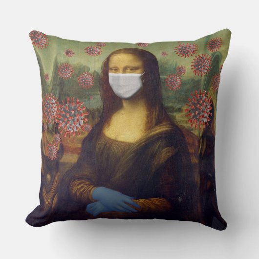 マスクされたモナ遊リサの安全なコロのまわりにナウイルス クッション (正面)