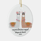 マスクされたラマ初めてのクリスマスま婚約したたは結婚した セラミックオーナメント (右)