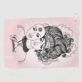 マスクされたレディージェミニ〔占星術の〕十二宮図シンボルとサインピンク ゴルフタオル (横)