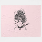 マスクされたレディージェミニ〔占星術の〕十二宮図シンボルとサインピンク フリースブランケット (正面(横))