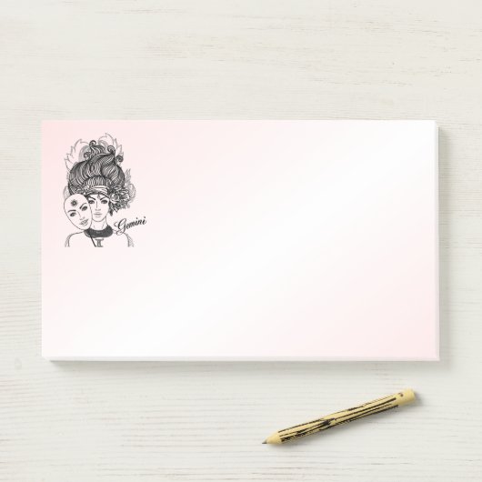 マスクされたレディージェミニ〔占星術の〕十二宮図記号と記号 ポストイット (デスク)