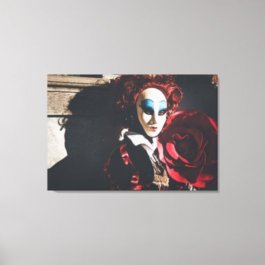 マスクされた女性インヴェネツィアカーニバル キャンバスプリント (正面)