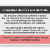 マスクされていない医師と歯科医のビニールのシール シール (正面)