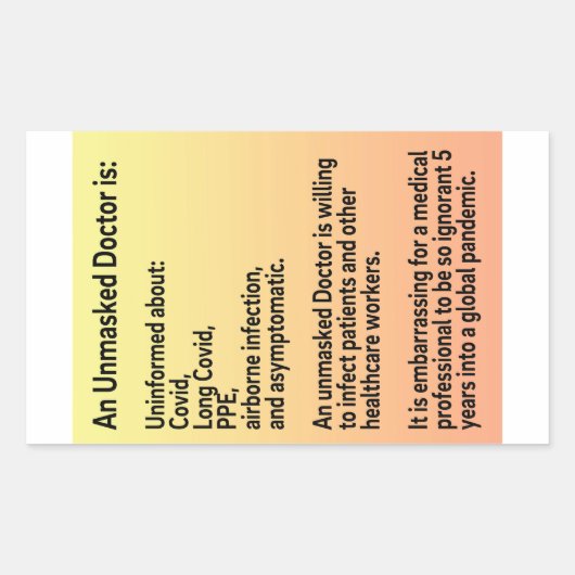 マスクされていない医師情報紙シール 長方形シール (正面)