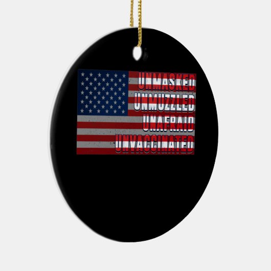 マスクされていない無口の予防接種を受けていない米国国旗 セラミックオーナメント (右)