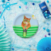 マスクとシュノーケル付きキャットダイバー ペーパープレート (パーティー)