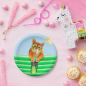 マスクとシュノーケル付きキャットダイバー ペーパープレート (パーティー)