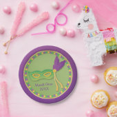 マスクとビーズマルディグラパーティー用品 ペーパープレート (パーティー)