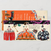 マスクとロココの女性 マーディ グラスマスクパーティ 招待状 (正面/裏面)