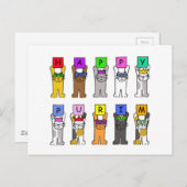 マスクと帽子をかぶった猫をパッと純粋描く ポストカード (正面/裏面)