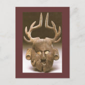 マスクと〔雄ジカの〕枝角先住民アメリカファインアート ポストカード (正面)