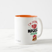 マスクなしのクリスマスのコーギ夢 |おもしろい | ツートーンマグカップ (正面右)